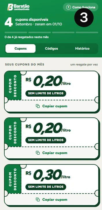 Tela 3 do app Baratão Combustíveis