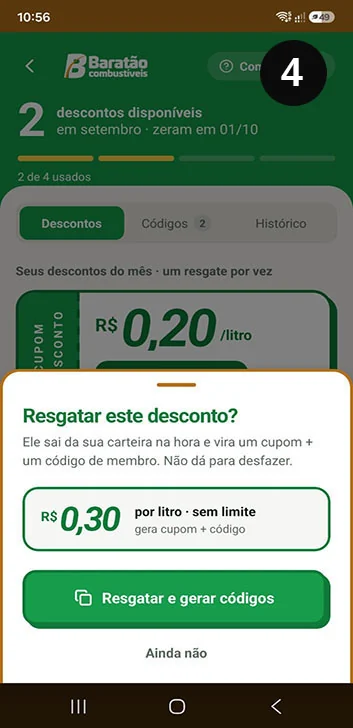 Tela 4 do app Baratão Combustíveis