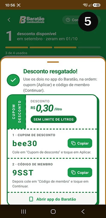 Tela 5 do app Baratão Combustíveis