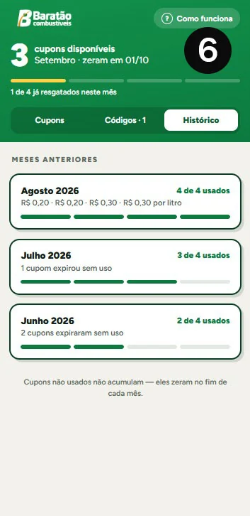 Tela 6 do app Baratão Combustíveis